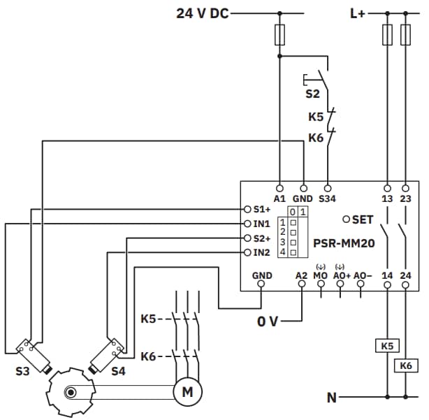 Schéma du circuit d'application - Phoenix Contact Modules relais de sécurité PSR